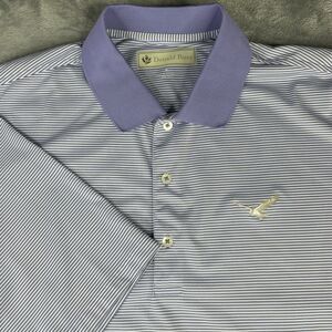 Donald Ross‎ Polo Shirt Mens XL Golf Performance Purple Stripe Hawk Logo
